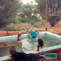 AUS NT AliceSprings 1989DEC25 OrphansXmas 001  You cant' beat taking a dip in the middle of summer with some Crowny's and a few mates. : - DATE, - PLACES, 80's, Alice Springs, Australia, Day, December, Monday, Month, NT, Year